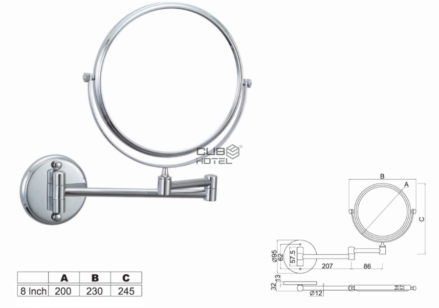 Espelho Hotel Extensível De Aumento Redondo 3X