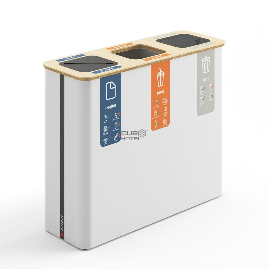 Ecoponto Reciclagem 3x60L Preto/Bambu