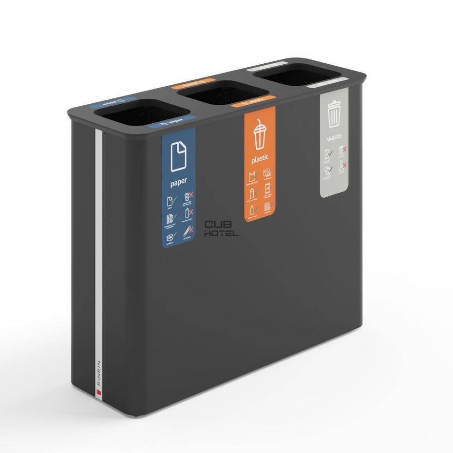 Ecoponto Reciclagem 3x60L Preto/Bambu