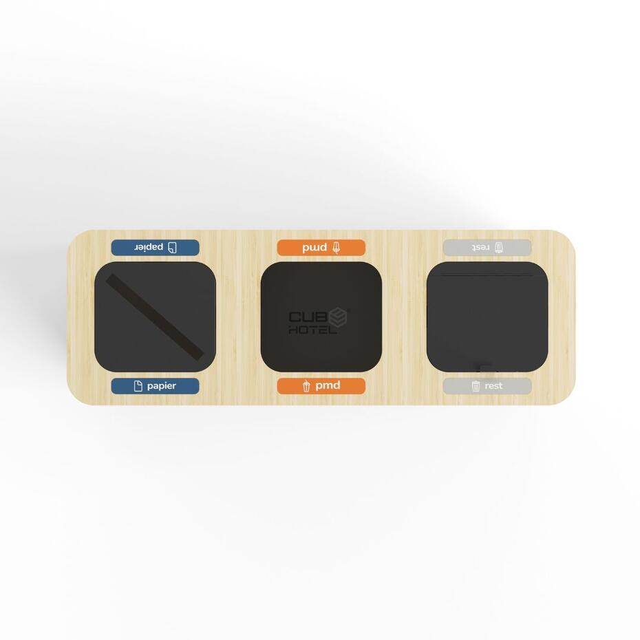 Ecoponto Reciclagem 3x60L Preto/Bambu