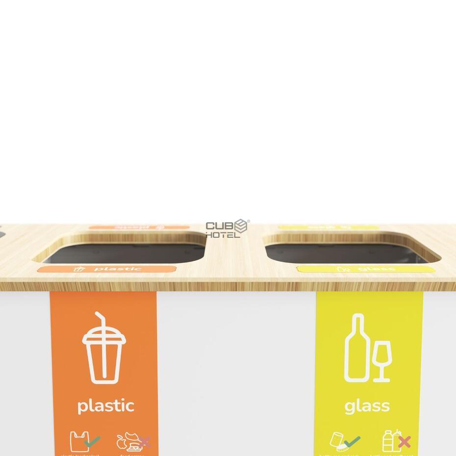 Ecoponto Reciclagem 3x60L Preto/Bambu