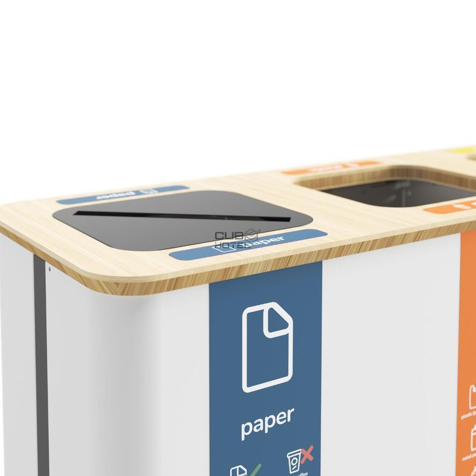 Ecoponto Reciclagem 3x60L Preto/Bambu