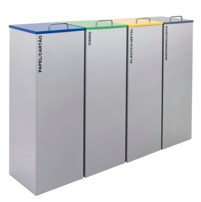 Ecoponto 4x45L com Tampa Chapa Aço Pintado