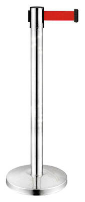Poste Inox com Cinta Vermelha Extensível Gestor de Filas