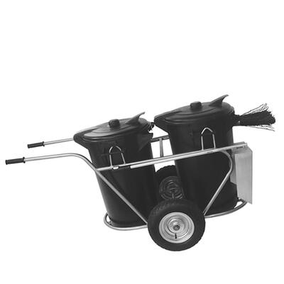 Carro de limpeza urbana em aço inox escovado 2 Baldes