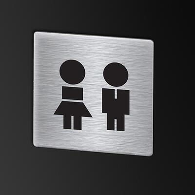 Pictogramas em vinil aplicados em aço inox - 75 x 75mm 