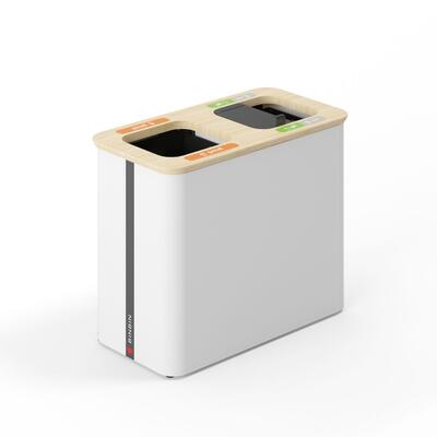 Ecoponto Reciclagem 2x40L Branco/Bambu